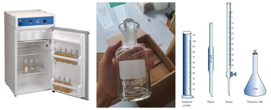 Một số dụng cụ và thiết bị dùng để phân tích BOD₅.