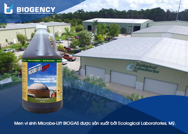 Men vi sinh Microbe-Lift BIOGAS được sản xuất bởi Ecological Laboratories, Mỹ.
