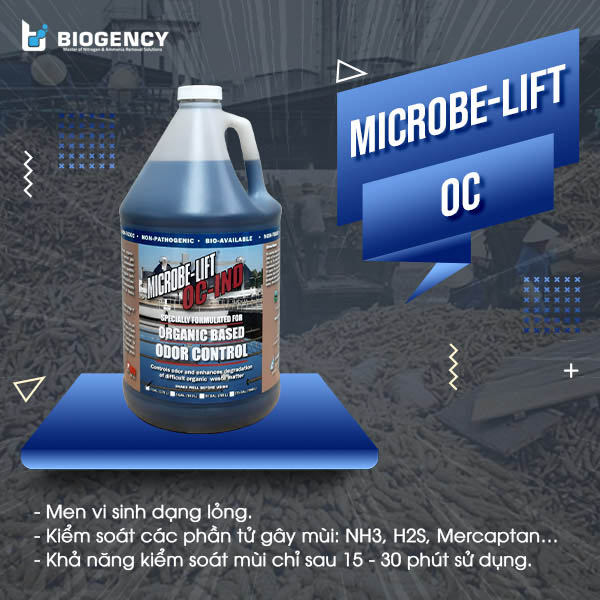 Men vi sinh Microbe-Lift OC được nghiên cứu và sản xuất bởi Viện Nghiên Cứu Sinh Thái Hoa Kỳ (Ecological Laboratories Inc.), có khả năng kiểm soát và xử lý hiệu quả mùi hôi do quá trình phân hủy bã thải sắn và chất hữu cơ gây ra.