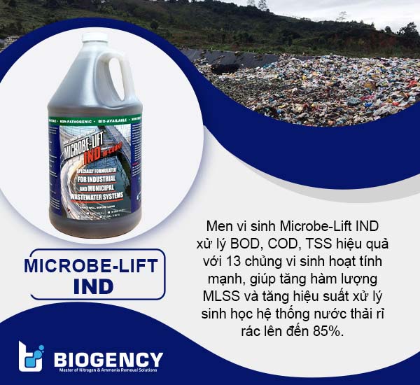 Men vi sinh Microbe-Lift IND xử lý BOD, COD, TSS hiệu quả với 13 chủng vi sinh hoạt tính mạnh.