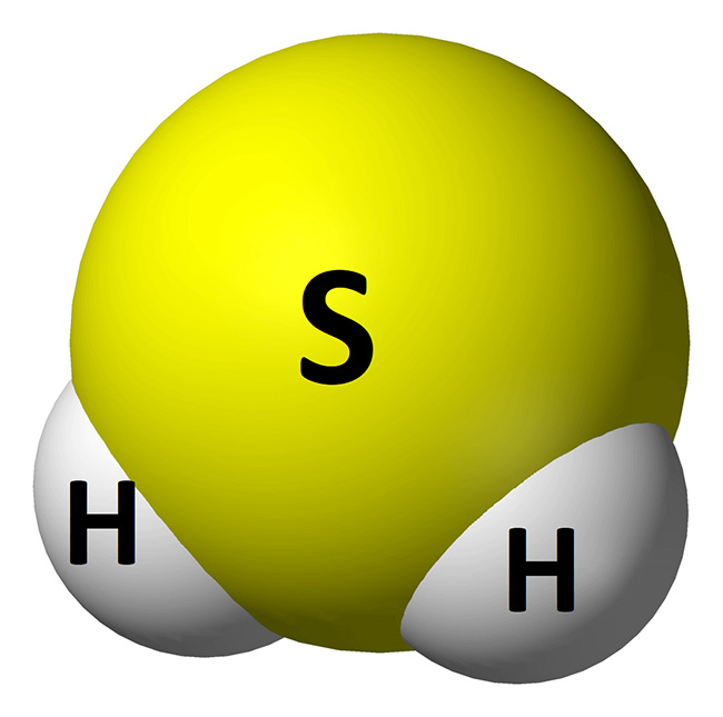 Cấu trúc phân tử của khí H2S sở hữu hương thơm trứng thối.