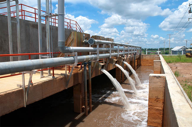 Hệ thống xử lý nước thải tập trung với công suất 5000m3/ngày đêm tại khu công nghiệp ở Tiền Giang.