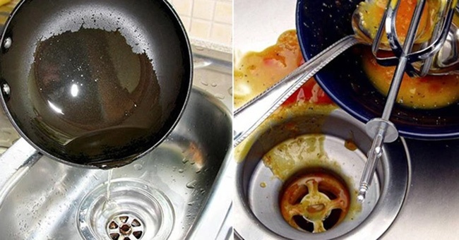 Dầu mỡ được đổ trực tiếp xuống ống thoát nước, là nguyên nhân gây nên hiện tượng tắc nghẽn đường ống.