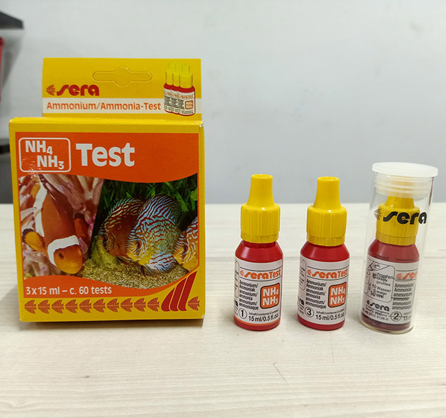 Test kit SERA NH4/NH3 được dùng để kiểm tra nhanh khí độc trong ao nuôi tôm.