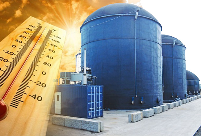 Nhiệt độ ảnh hưởng đến hiệu suất vận hành hệ sinh học kỵ khí.