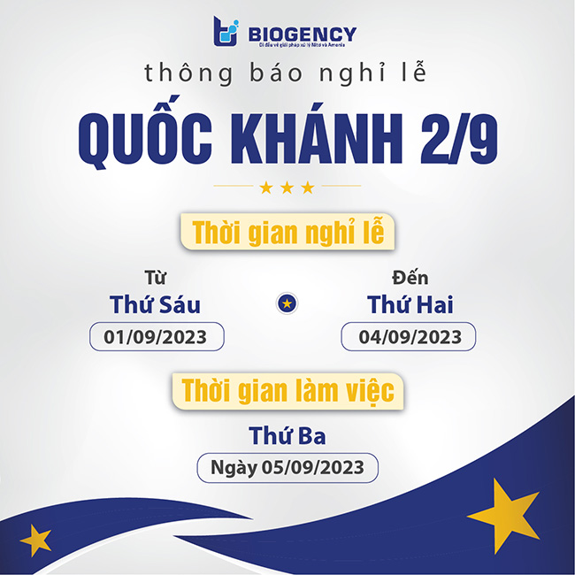 Thông báo nghỉ lễ Quốc Khánh 02/09/2023 – BIOGENCY