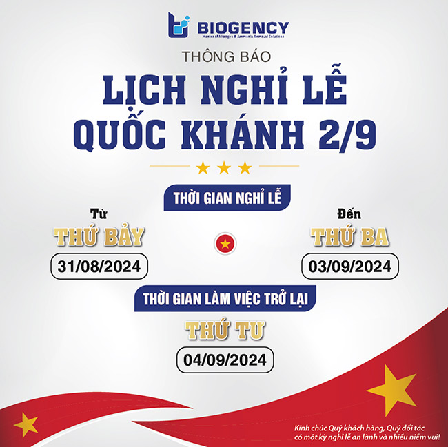 Thông báo nghỉ Lễ Quốc Khánh (2/9) năm 2024 - BIOGENCY