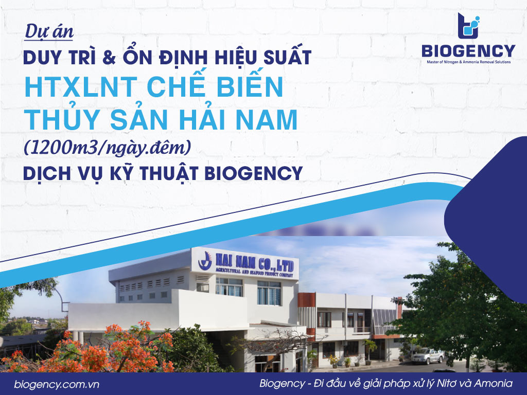 Dự án duy trì & ổn định hiệu suất HTXLNT chế biến thủy sản Hải Nam (1200m3/ngày.đêm) - Dịch vụ kỹ thuật BIOGENCY