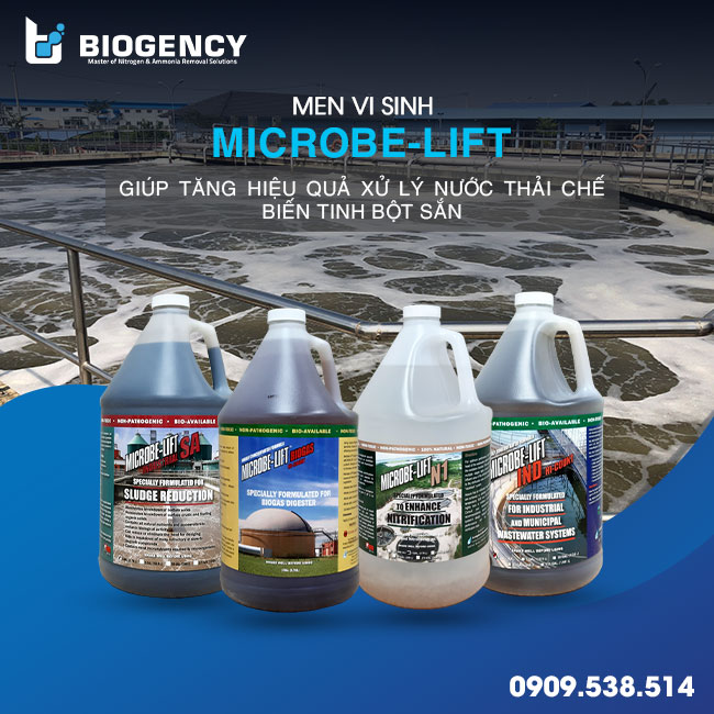 4 dòng men vi sinh Microbe-Lift giúp tăng hiệu quả xử lý nước thải chế biến tinh bột sắn. 4 dòng men vi sinh Microbe-Lift giúp tăng hiệu quả xử lý nước thải chế biến tinh bột sắn.